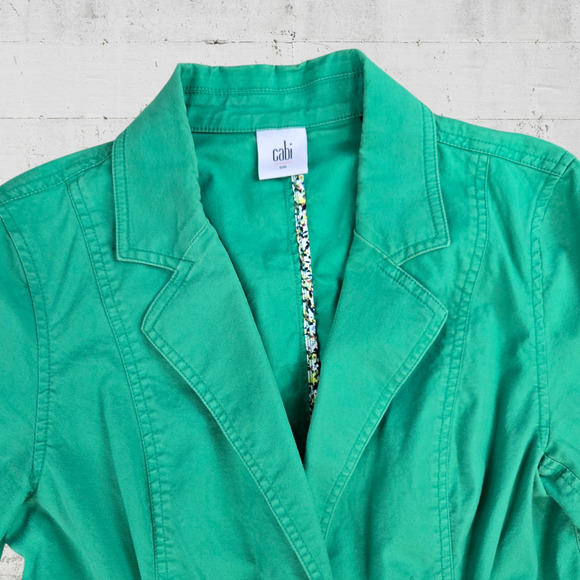 CAbi Verde Green Single Breasted V Neck Twill 5097 Blazer Jacket Size Small - Picture 2 of 8